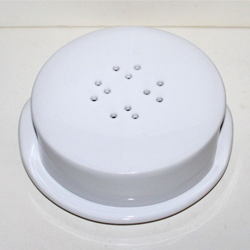 Crate & Barrel Brie Cheese Baker with lid serving plate white stoneware dish